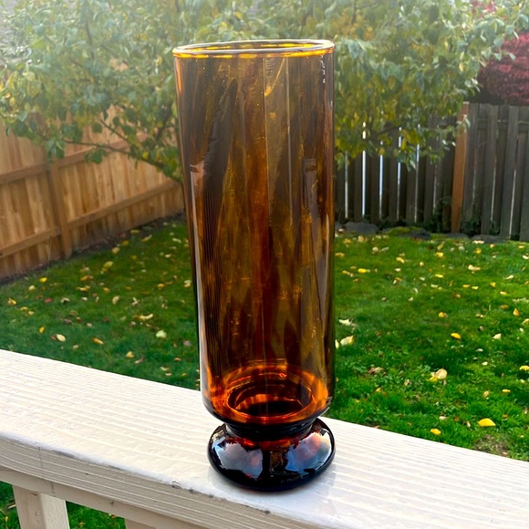 Maestri Vetrai Made in Italy Tortoiseshell Tiger Brown Glass Vase 13x4.25" - Picture 1 of 17